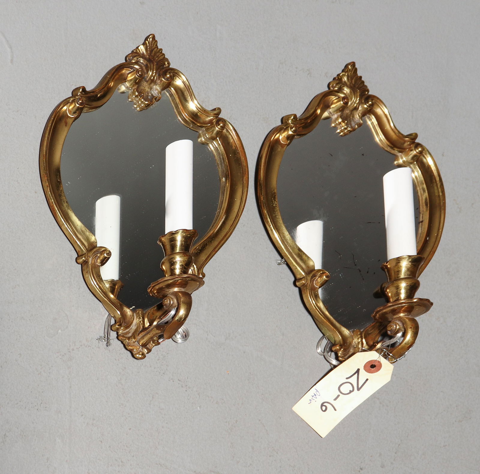 Pair of French Style Mirror Back Sconces (1 of 3)