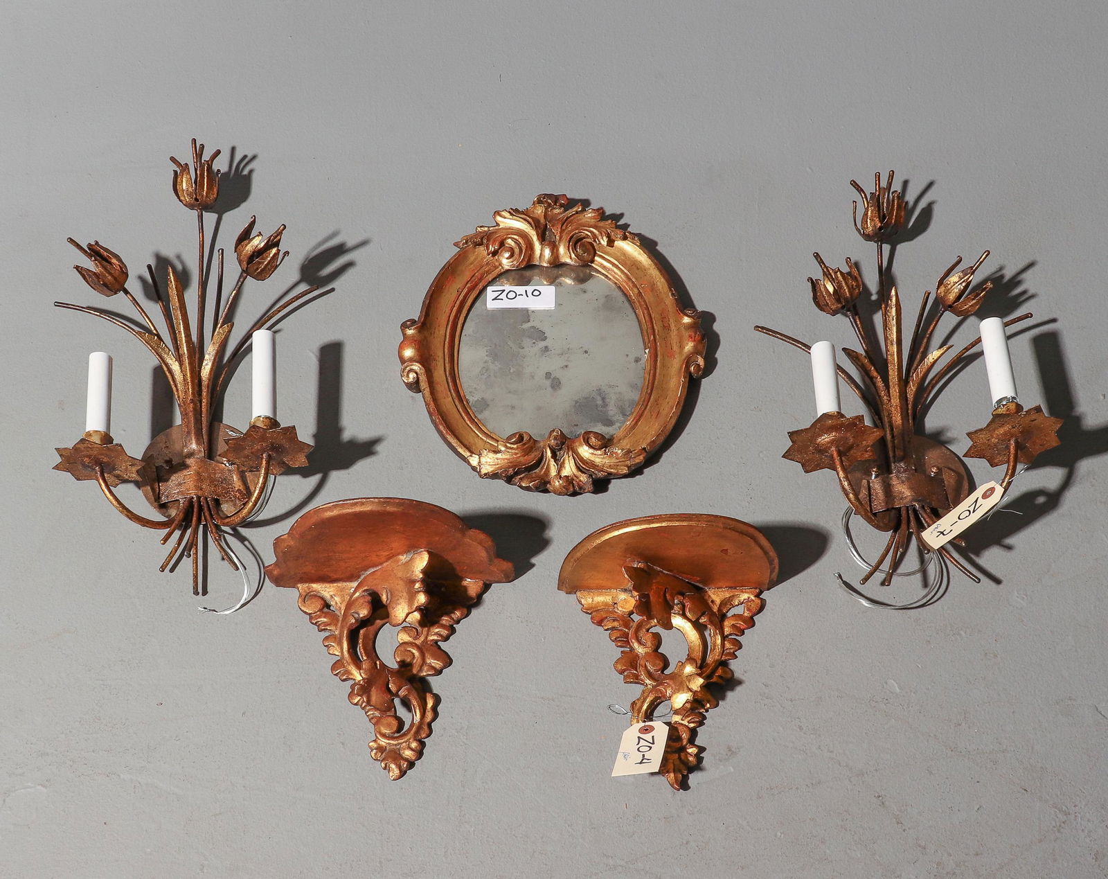 2 French Style Sconces, Mirror & 2 Wall Shelfs (1 of 5)