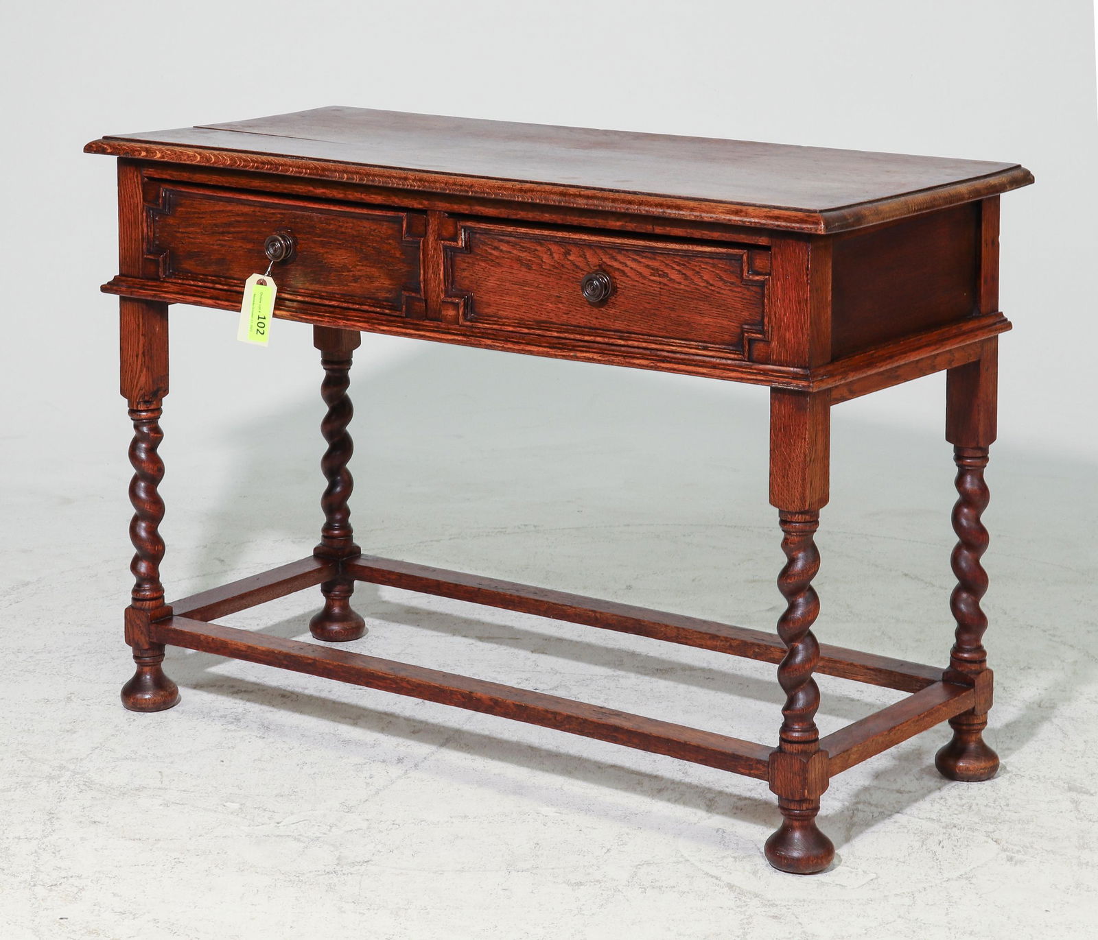 Jacobean Oak Barley Twist 2 Drawer Hall Table (1 of 4)