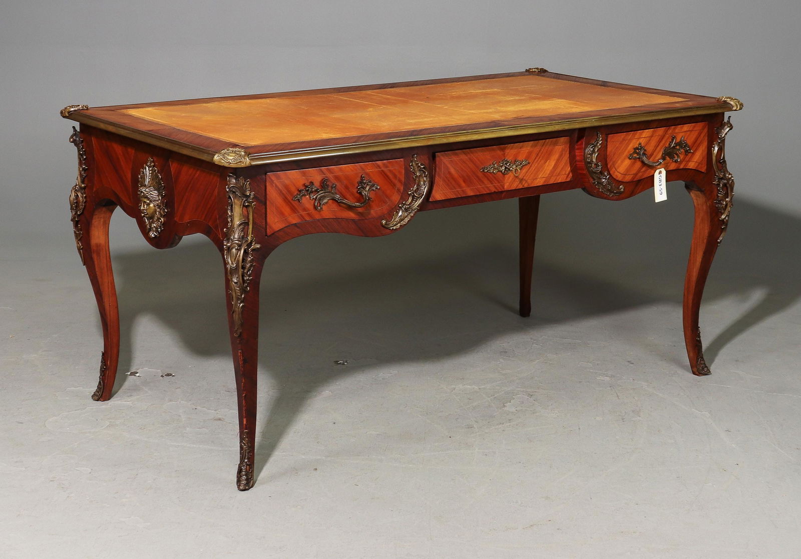 Louis XV Style Leather Top Desk with Gilt Ormolu (1 of 8)