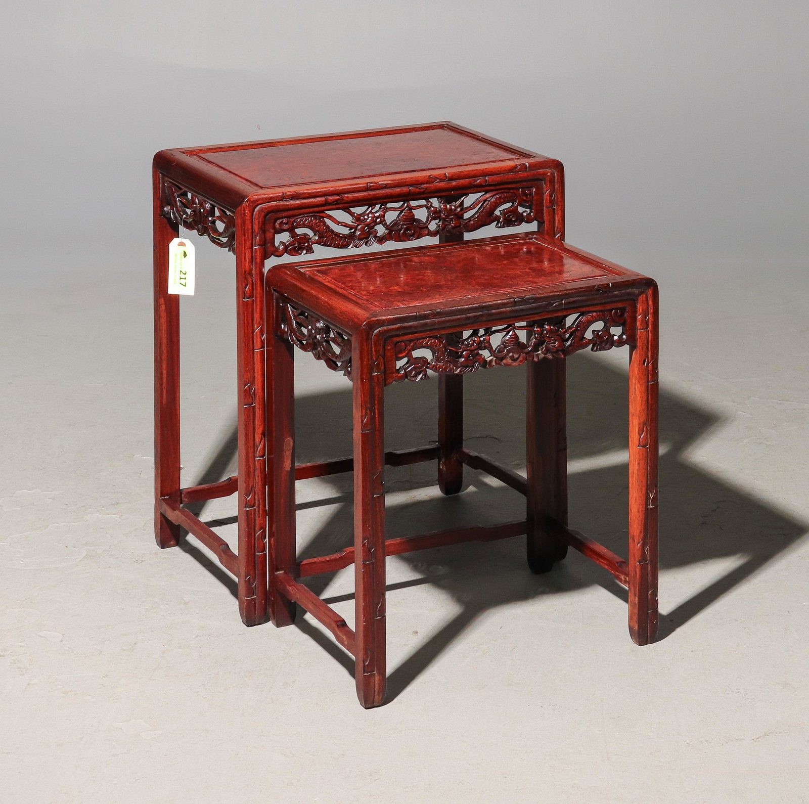 Asian Style Nest of 2 Tables: Asian Style Nest of 2 Tables - 25 in tall x 21 x 14