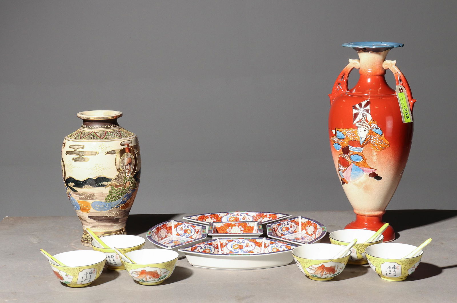 9pcs Assorted Asian China - Vases & Dishes (1 of 6)