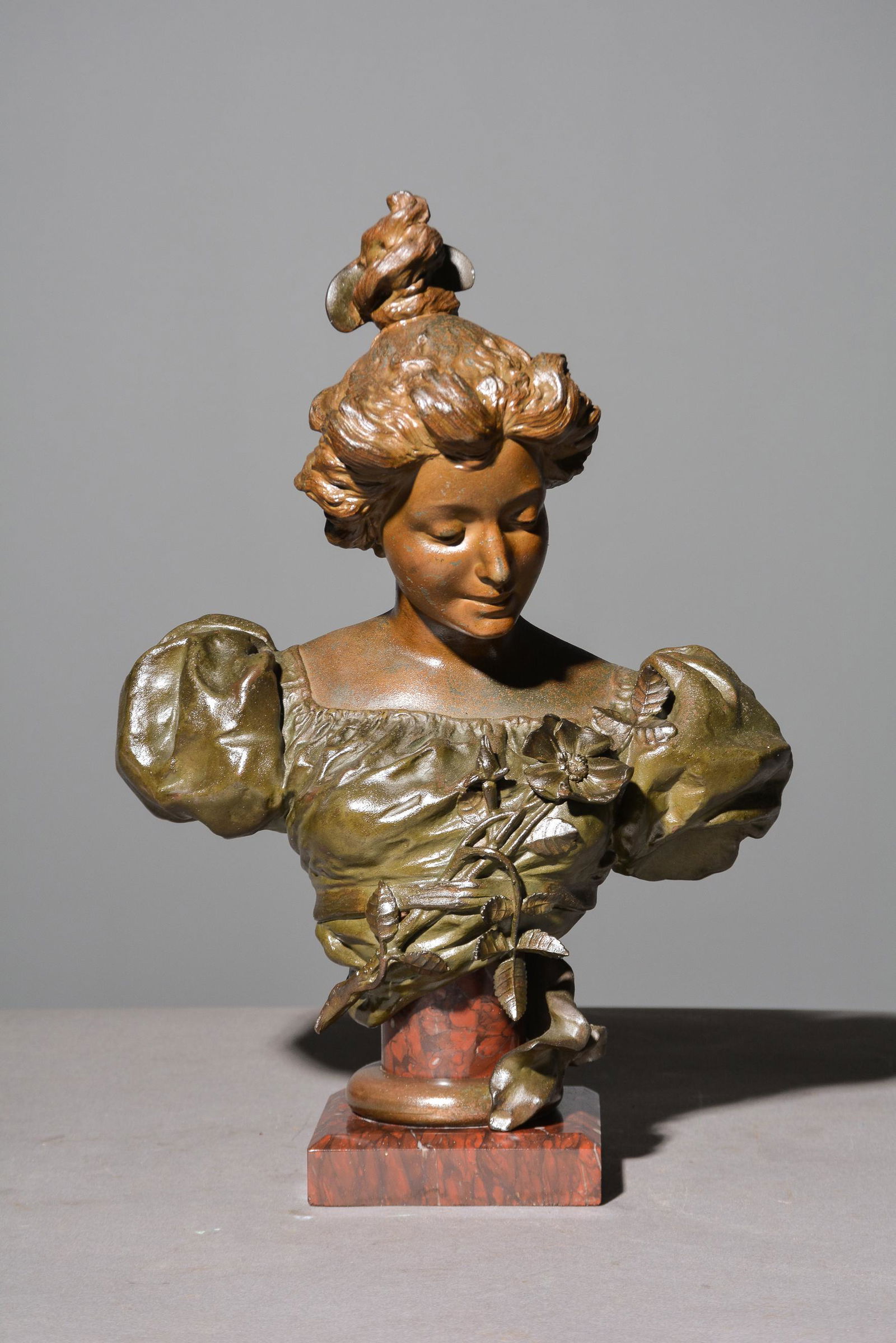 Bronze Bust by Hans Stoltenberg Lerche: Bronze Bust by Hans Stoltenberg Lerche - 1867 to 1920 - Eglantine - 16 in tall x 11 x 7