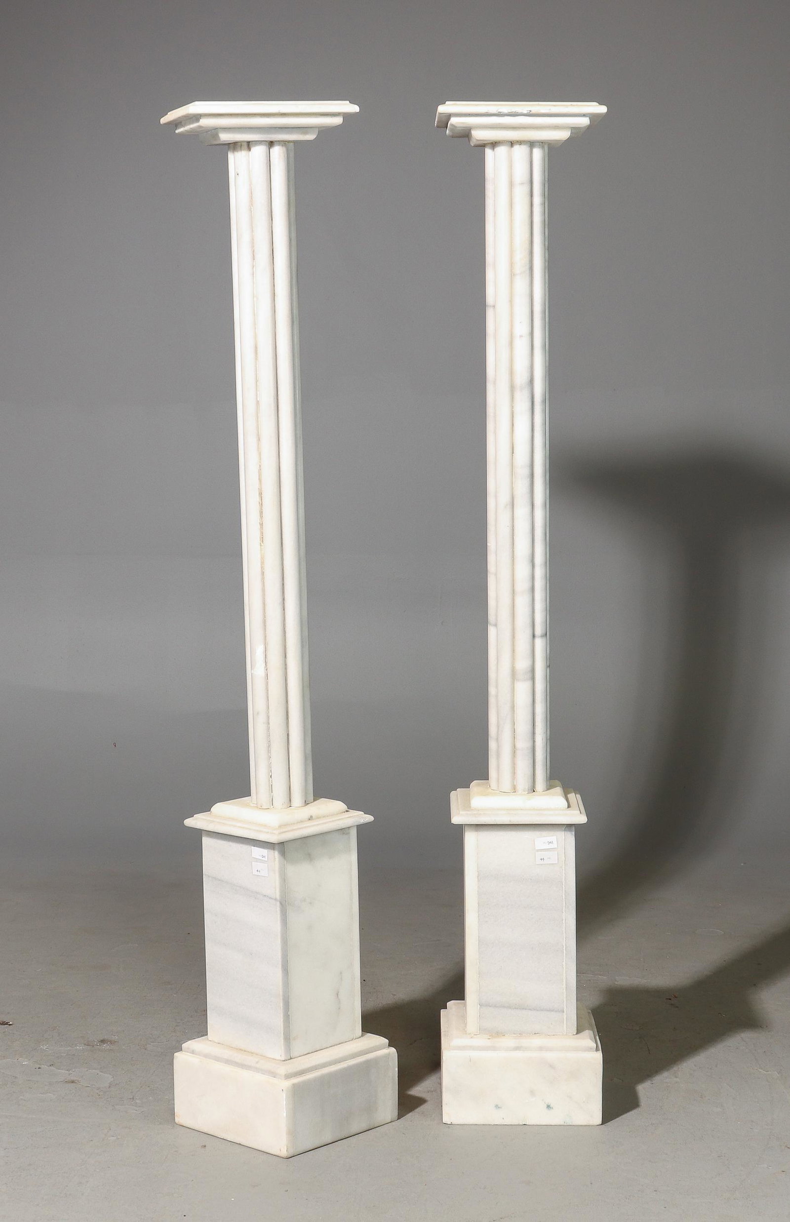New Item, 2 Tall White Marble Pedestals (1 of 2)