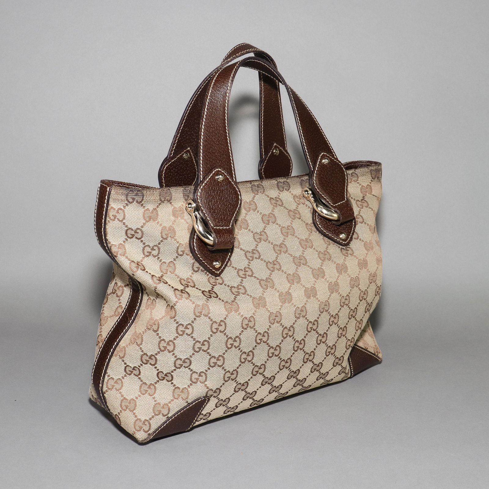 Gucci Horsebit Buckle Tote  - Beige/Dk Brown Monogram (1 of 5)