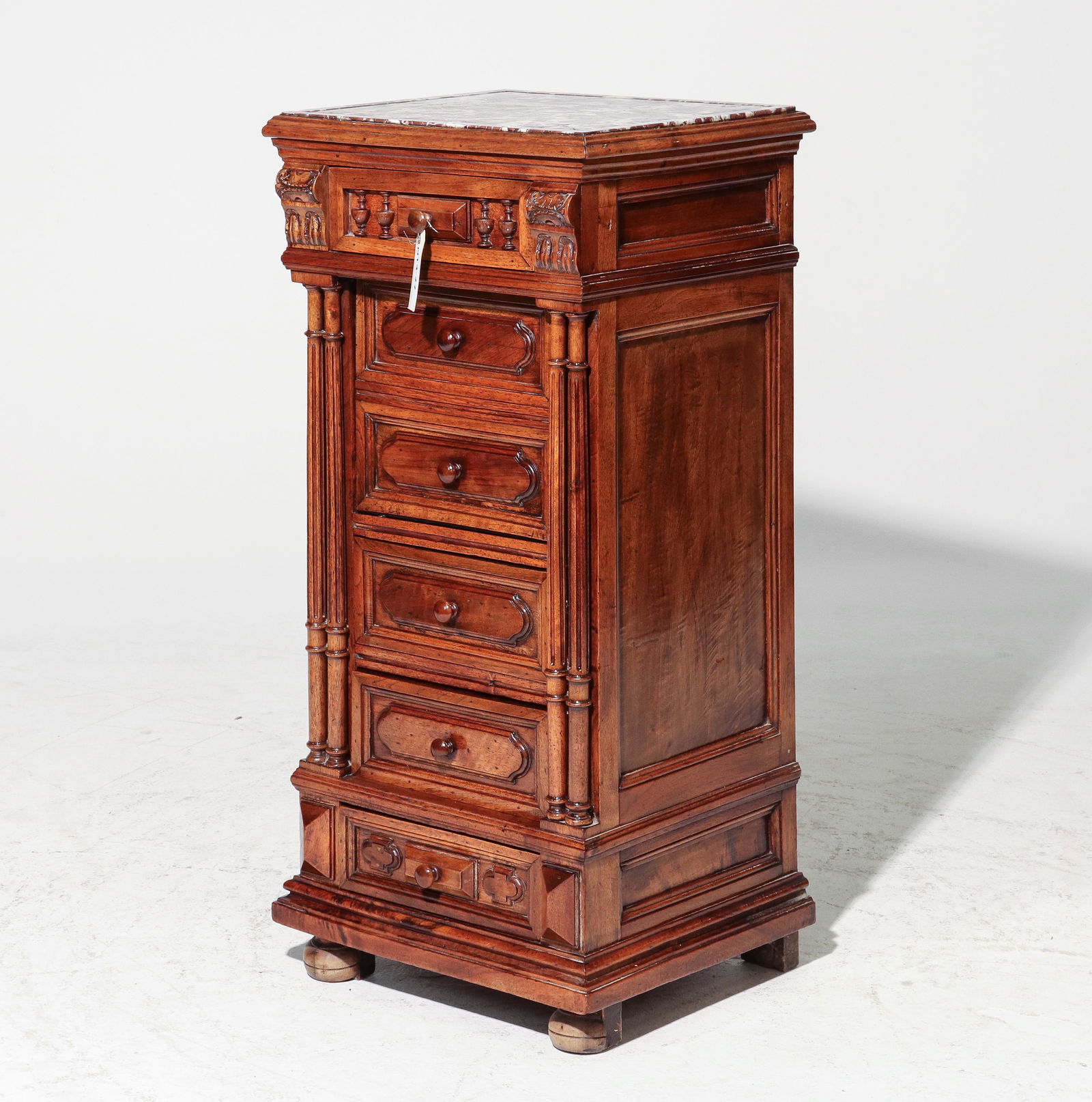 Louis XVI Style Walnut Marble Top Cabinet (1 of 4)