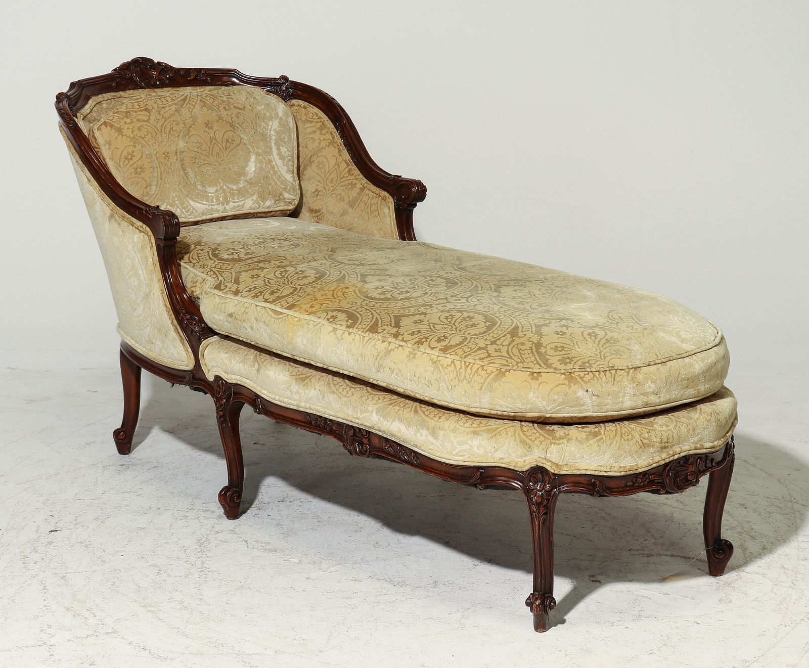 Louis XV Style Oak Chaise Lounge (1 of 4)