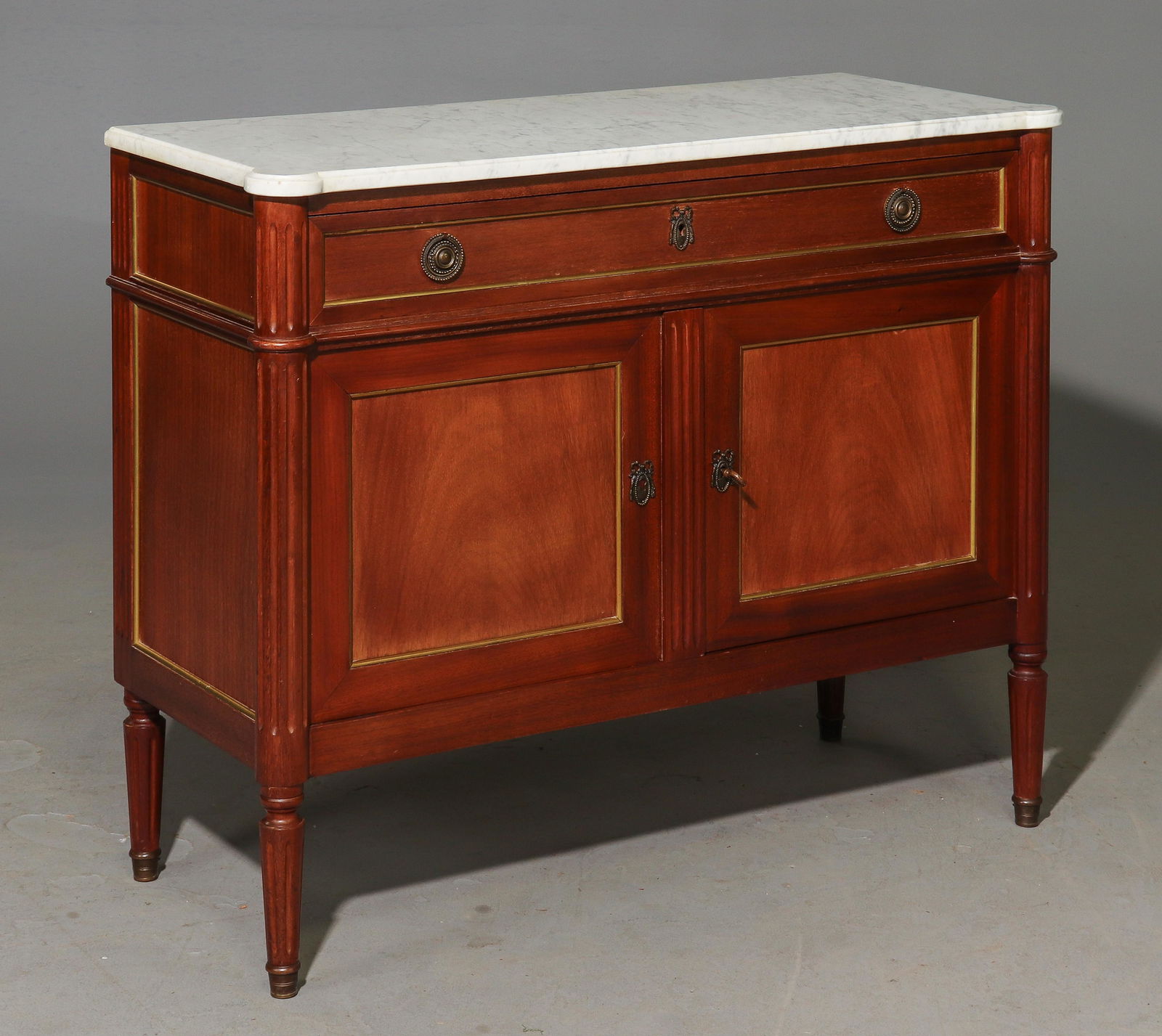 Louis XVI Style White Marble Top Cabinet (1 of 4)