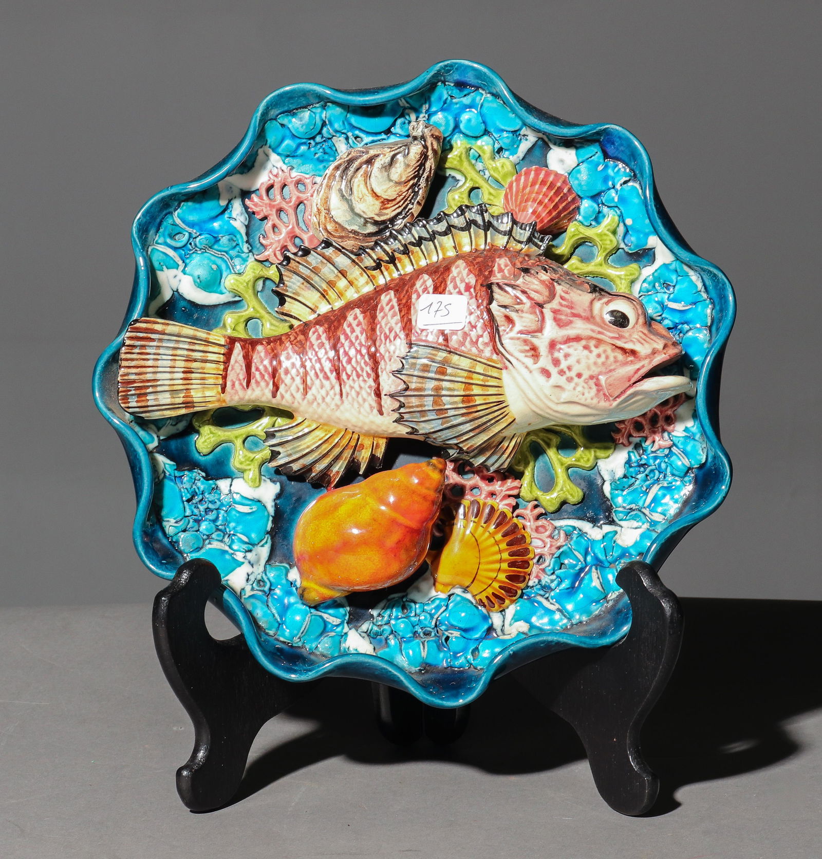 Vallauris Style Majolica Fish Sealife Plate (1 of 2)