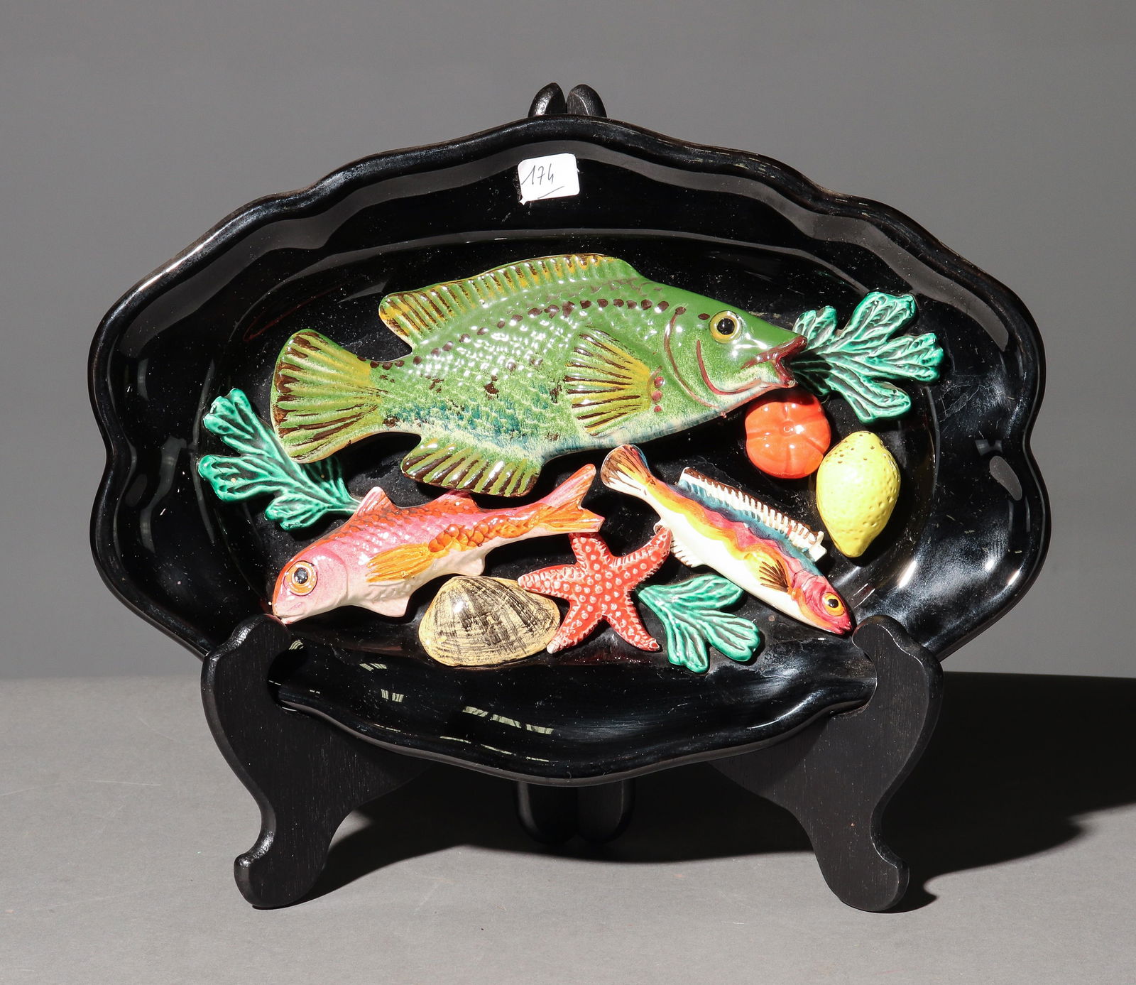 Vallauris Style Majolica Fish Sealife Platter (1 of 2)