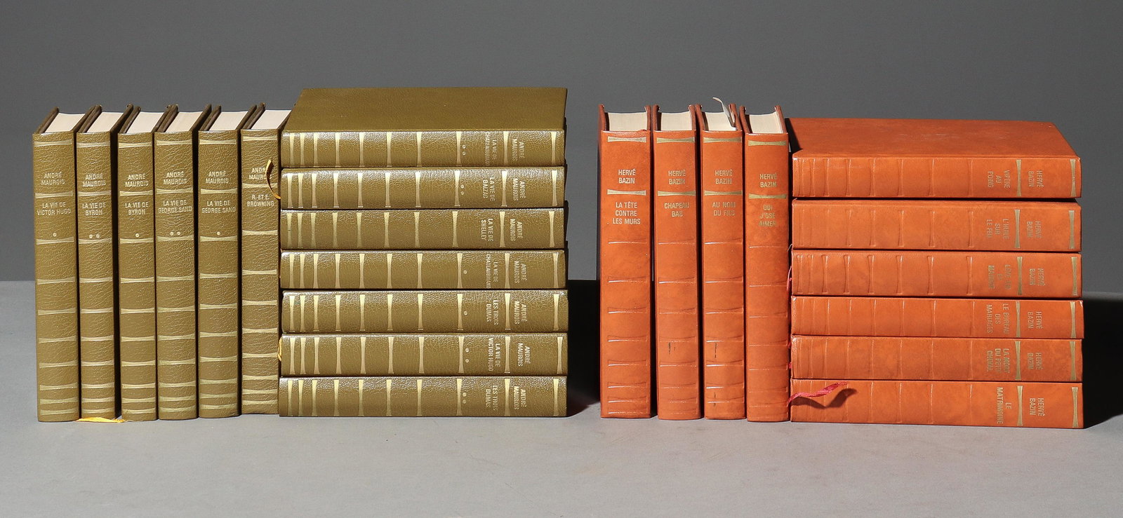 23 French Assorted Olive Green & Brown Bound Books (1 of 7)