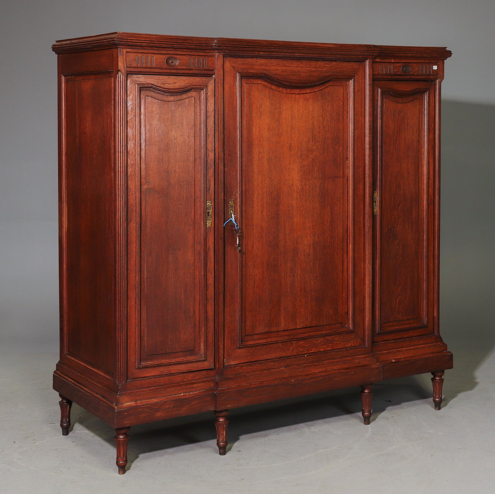 Louis XVI Style 3 Door Oak Cupboard (1 of 3)