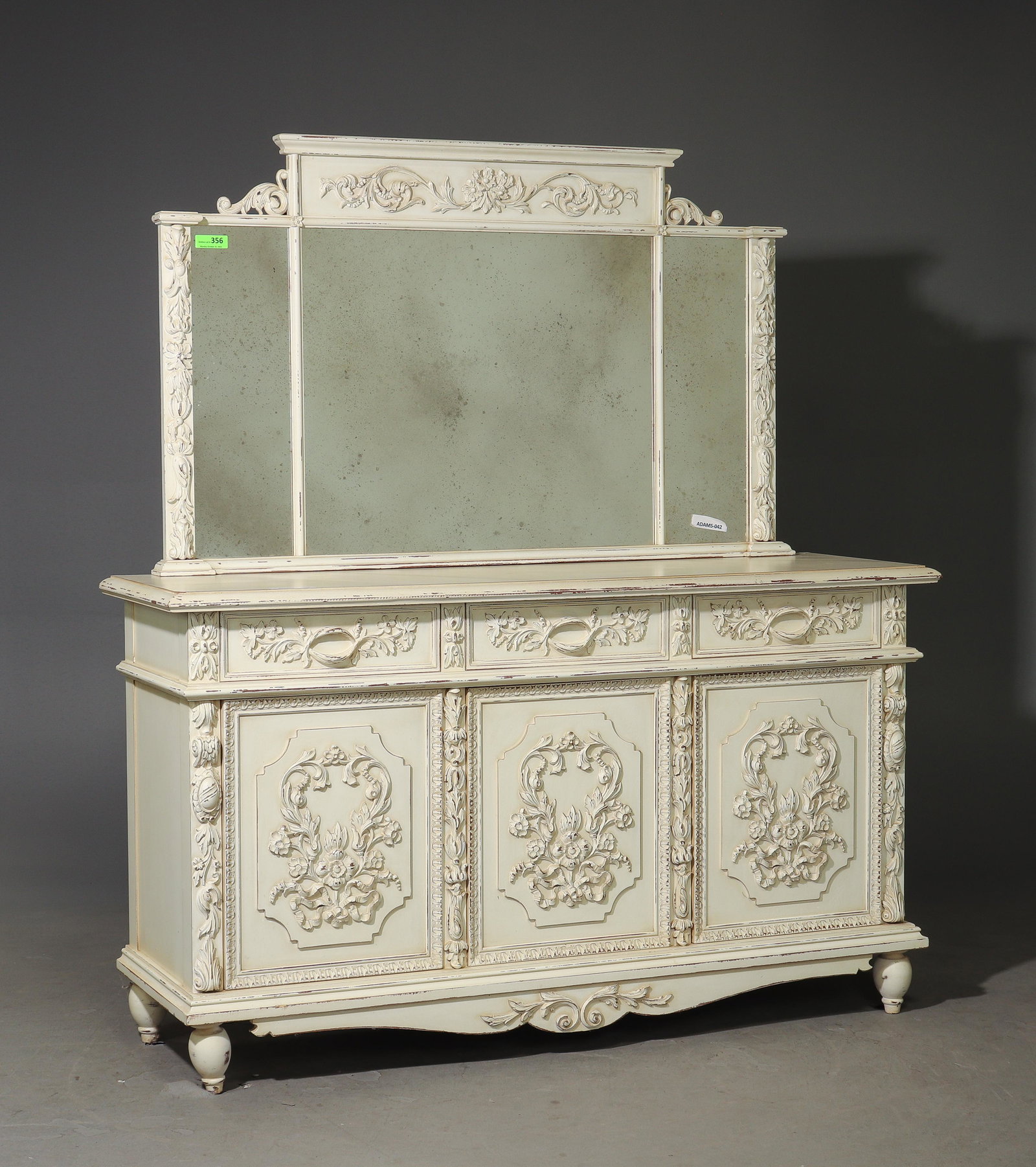 Carved Painted Dresser / Mirror Back Sideboard (1 of 6)