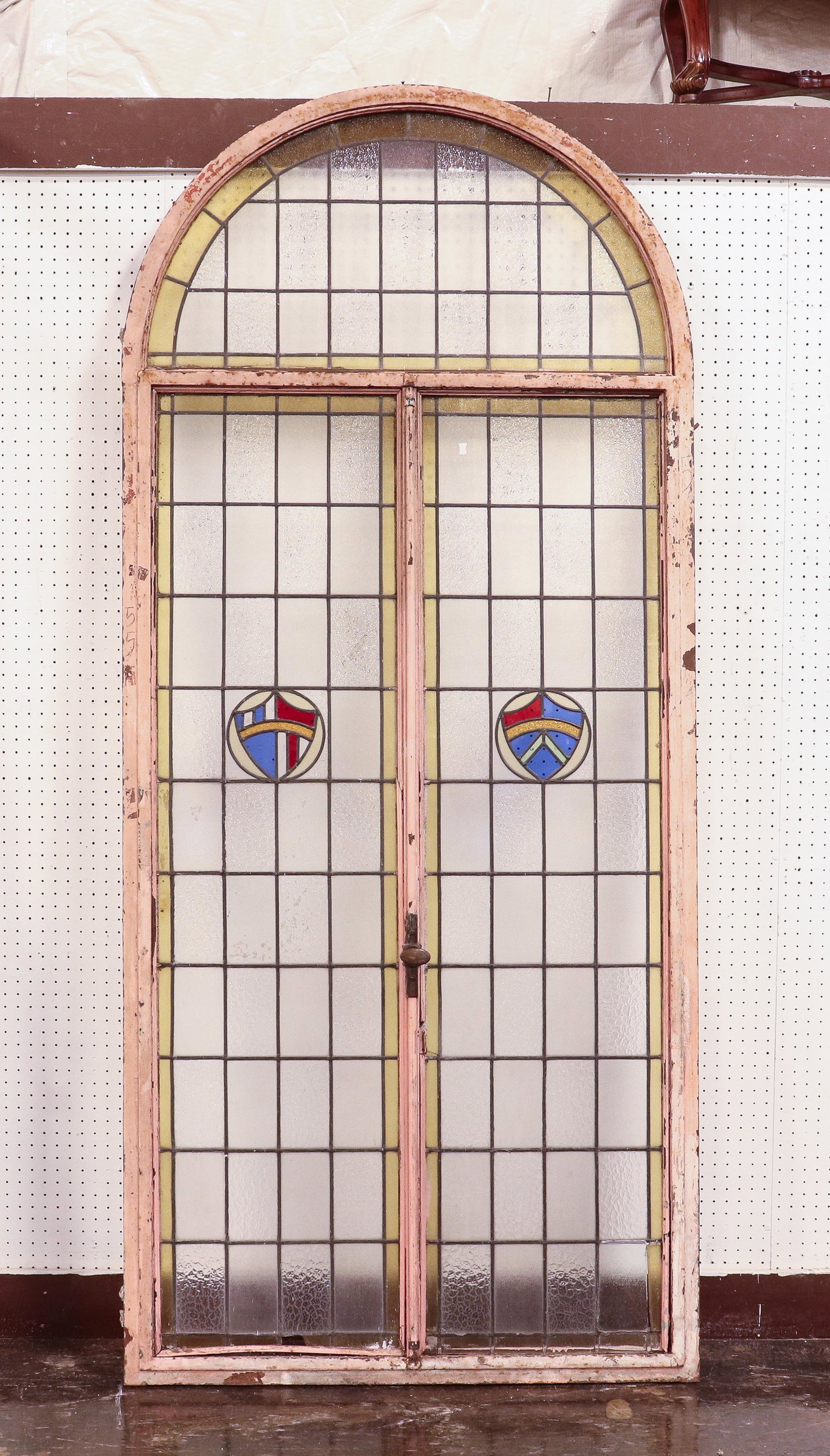 Argentinian Large Metal Arch Top Stained Glass Door (1 of 6)