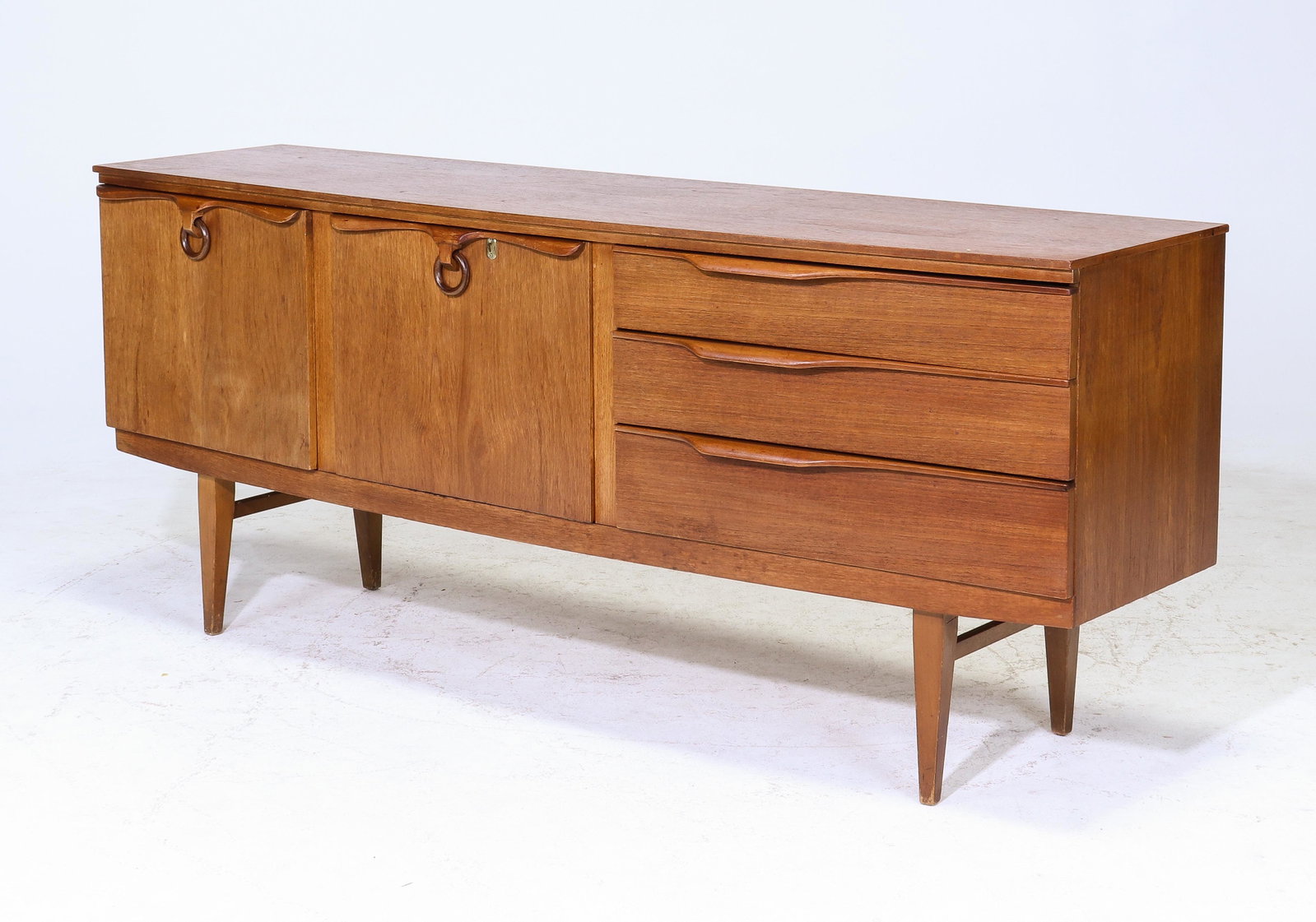 Mid Century Modern Teak Sideboard - Beautility: Danish Modern Style Teak Sideboard - Beautility - 31 in tall x 73 x 19