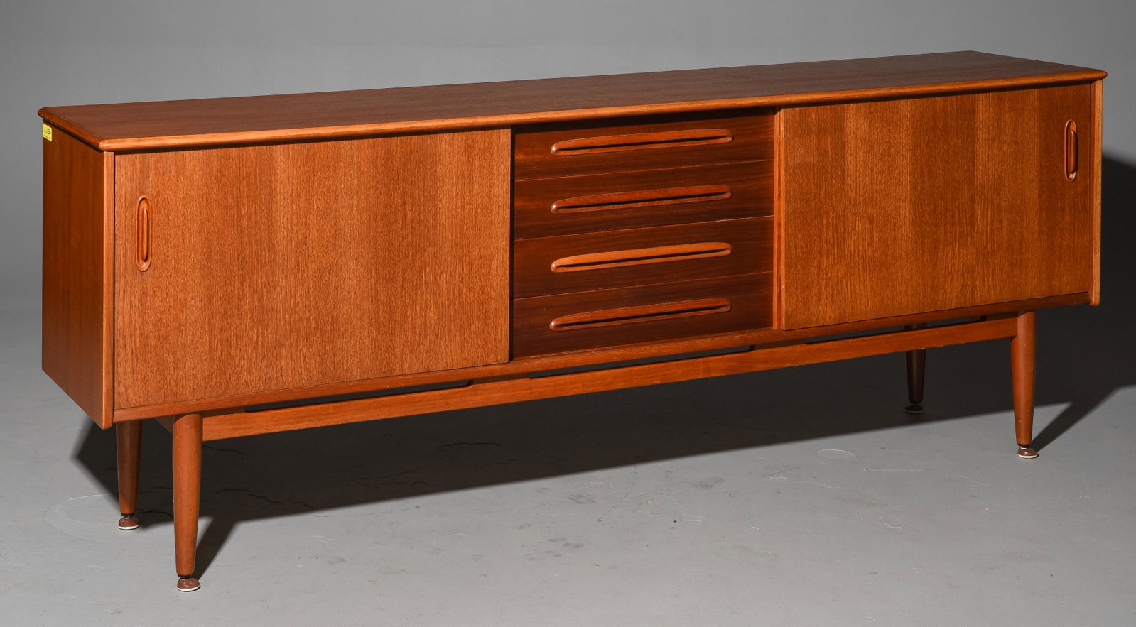 Mid Century Modern Sliding Door Sideboard - Troeds: Danish Modern Style Sliding Door Teak Sideboard - Troeds - 33 in tall x 88 x 17