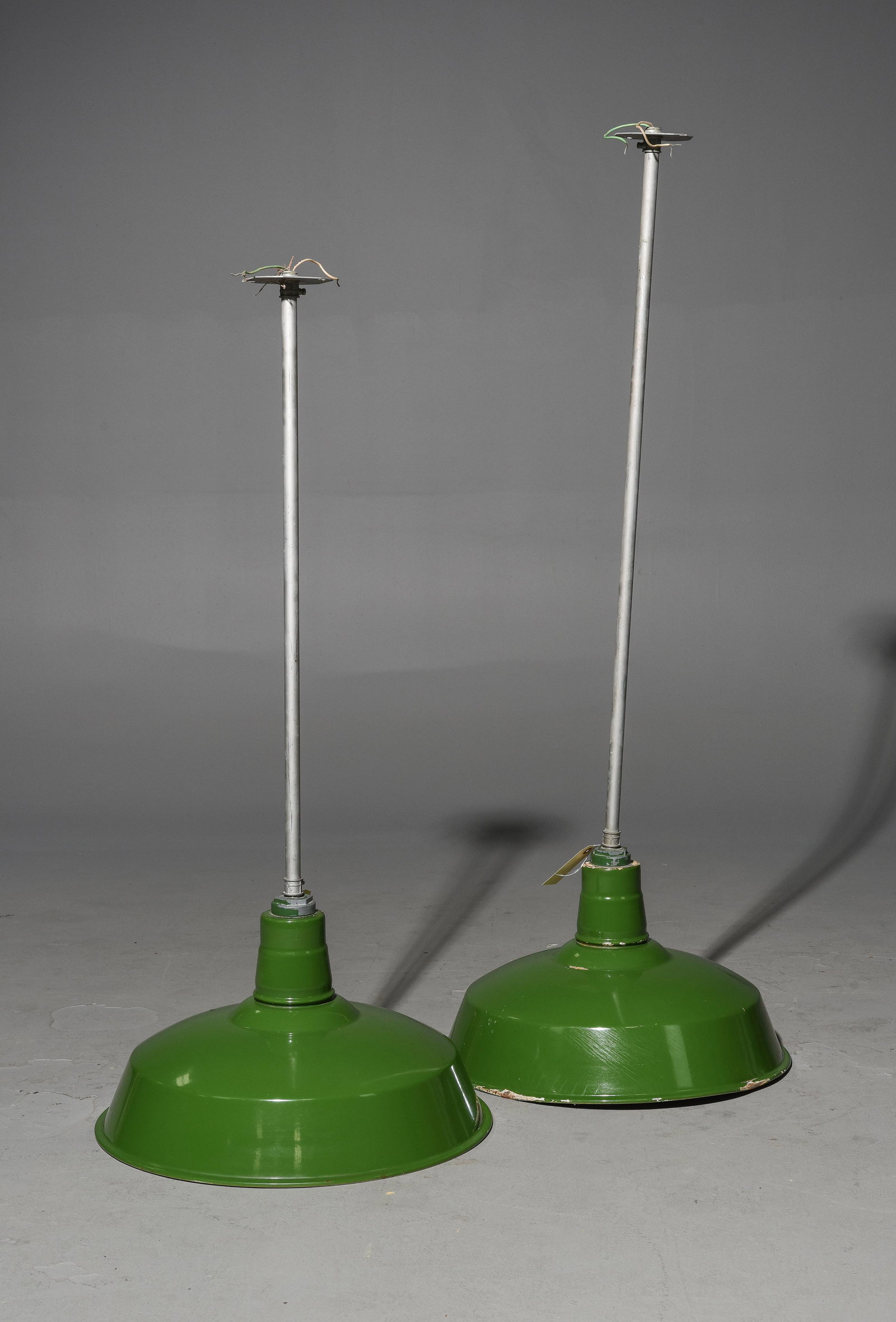 Pair Of Green & White Enamel Industrial Light - ABOLITE (1 of 3)