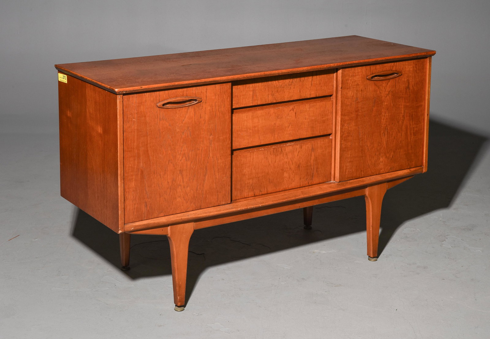 Mid Century Modern Sideboard by Jentique: Danish Modern Teak Credenza with Sliding Doors by British Maker Jentique - 30 in tall x 51 x 18