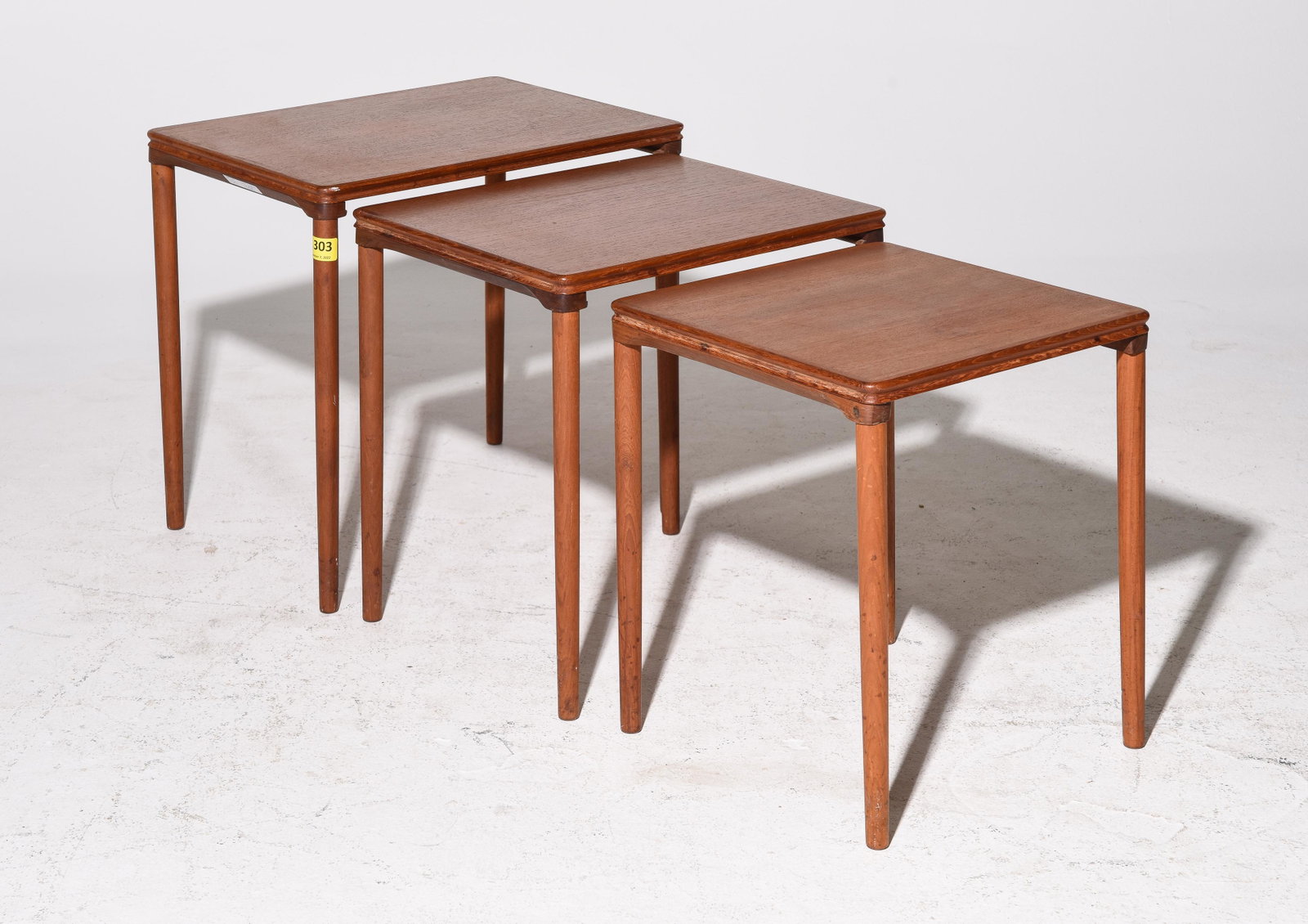 Danish Modern Nest of Three Tables: Danish Mid Century Modern Nest of Tables - 20 in tall x 22 x 16
