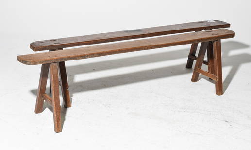 2 French Oak Farm House Benches: 2 French Oak Farm House Benches - 18 in tall x 72 x 13, Seat is 6 inches