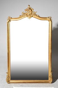Louis XV Style Gilded Framed Beveled Mirror: French Louis XV Style Gilded Framed Beveled Mirror - 61 in tall x 35 x 4