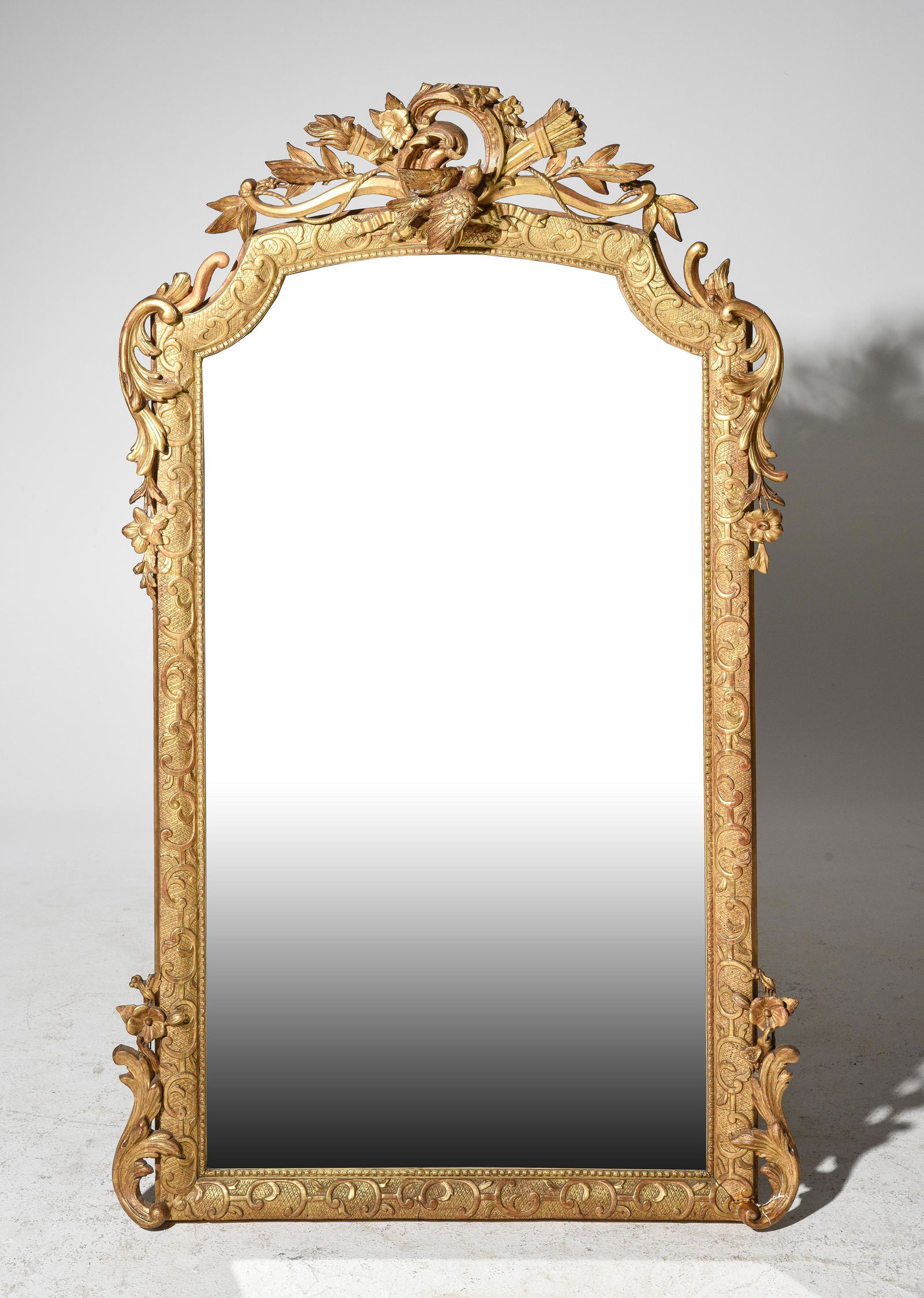 Louis XVI Style Gilded Mirror with Bird Detailing (1 of 5)