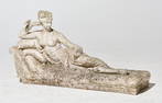 British Concrete Garden Statue - Woman on Chaise Lounge