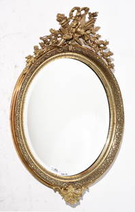 Gold Framed Oval Beveled Mirror: Gold Framed Oval Beveled Mirror - 48 in tall x 32 x 7