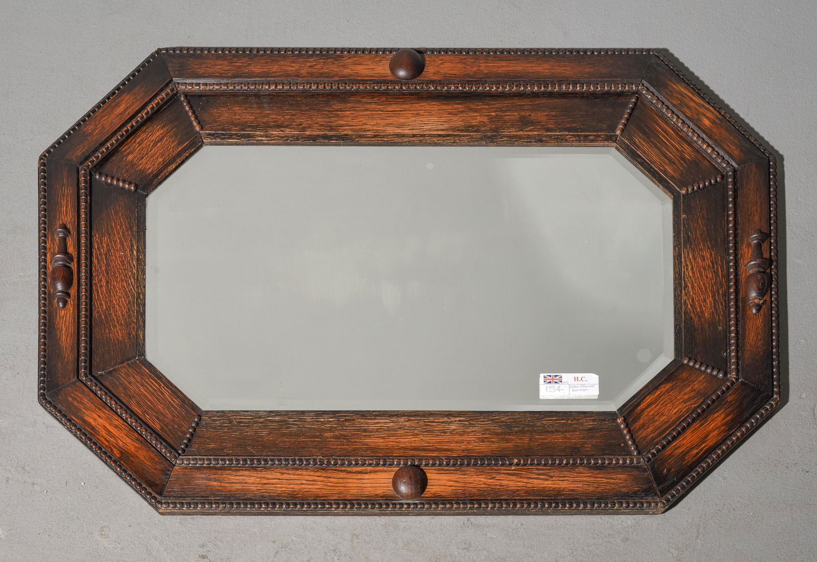 Jacobean Oak Carved Framed Beveled Mirror (1 of 4)