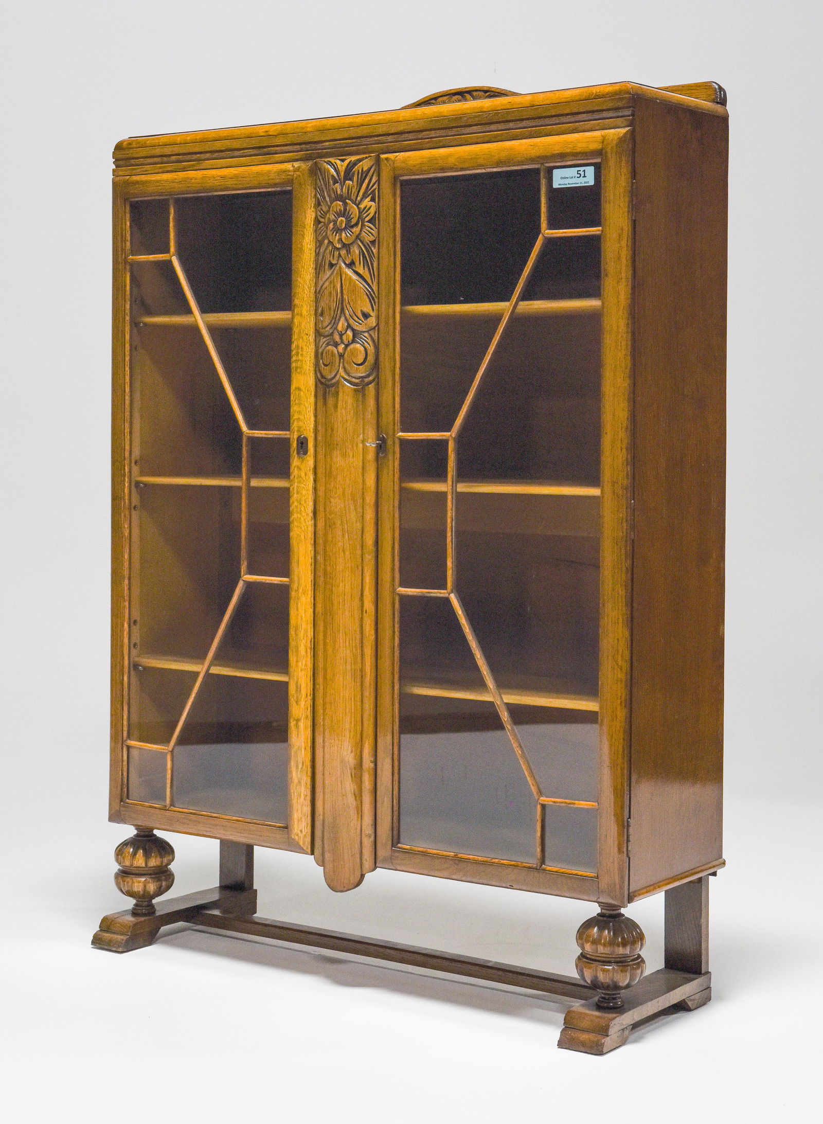 British Oak 2 Door Bookcase c.1930 (1 of 3)