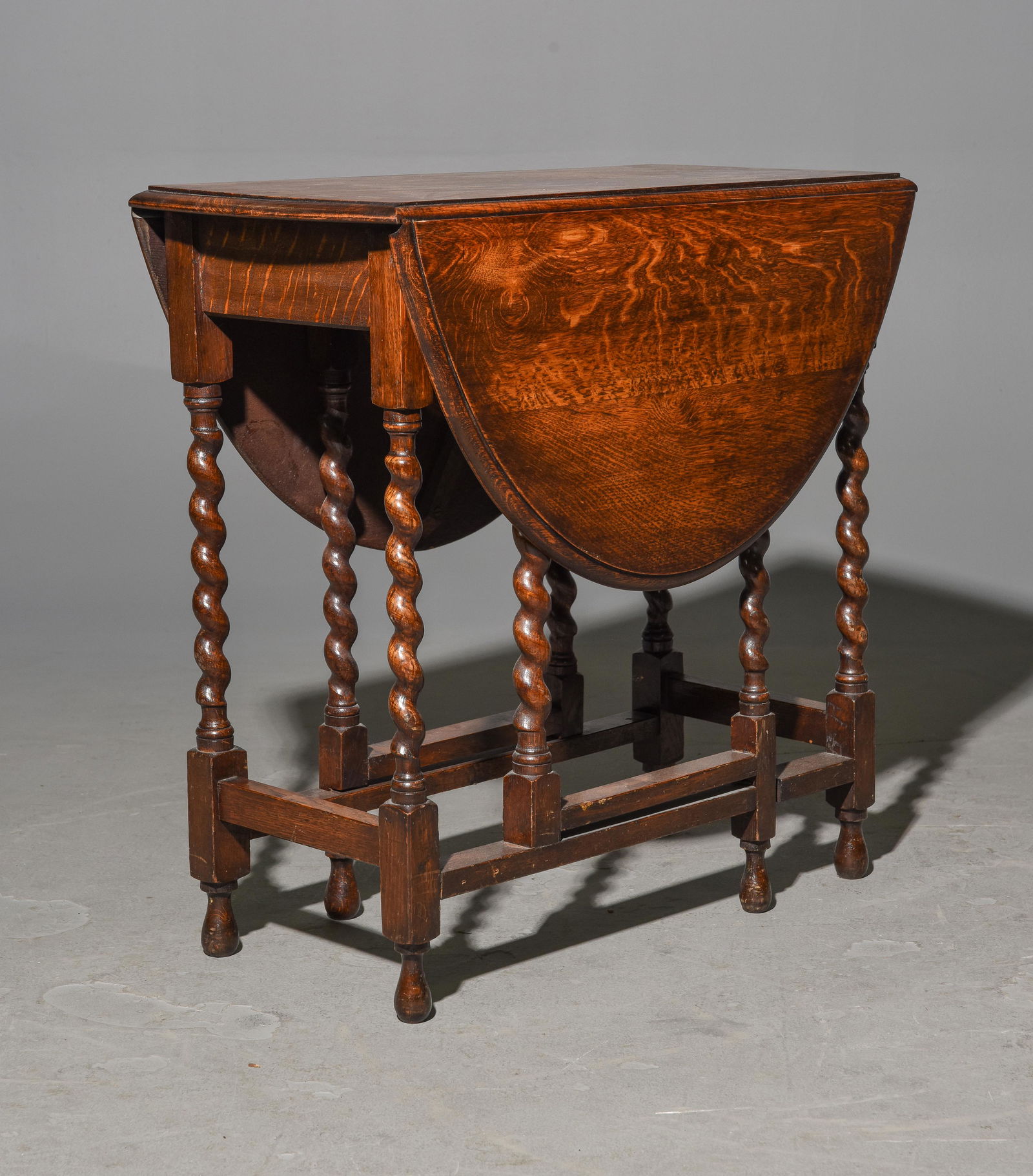 British Oak Barley Twist Drop Leaf Table c.1920 (1 of 2)