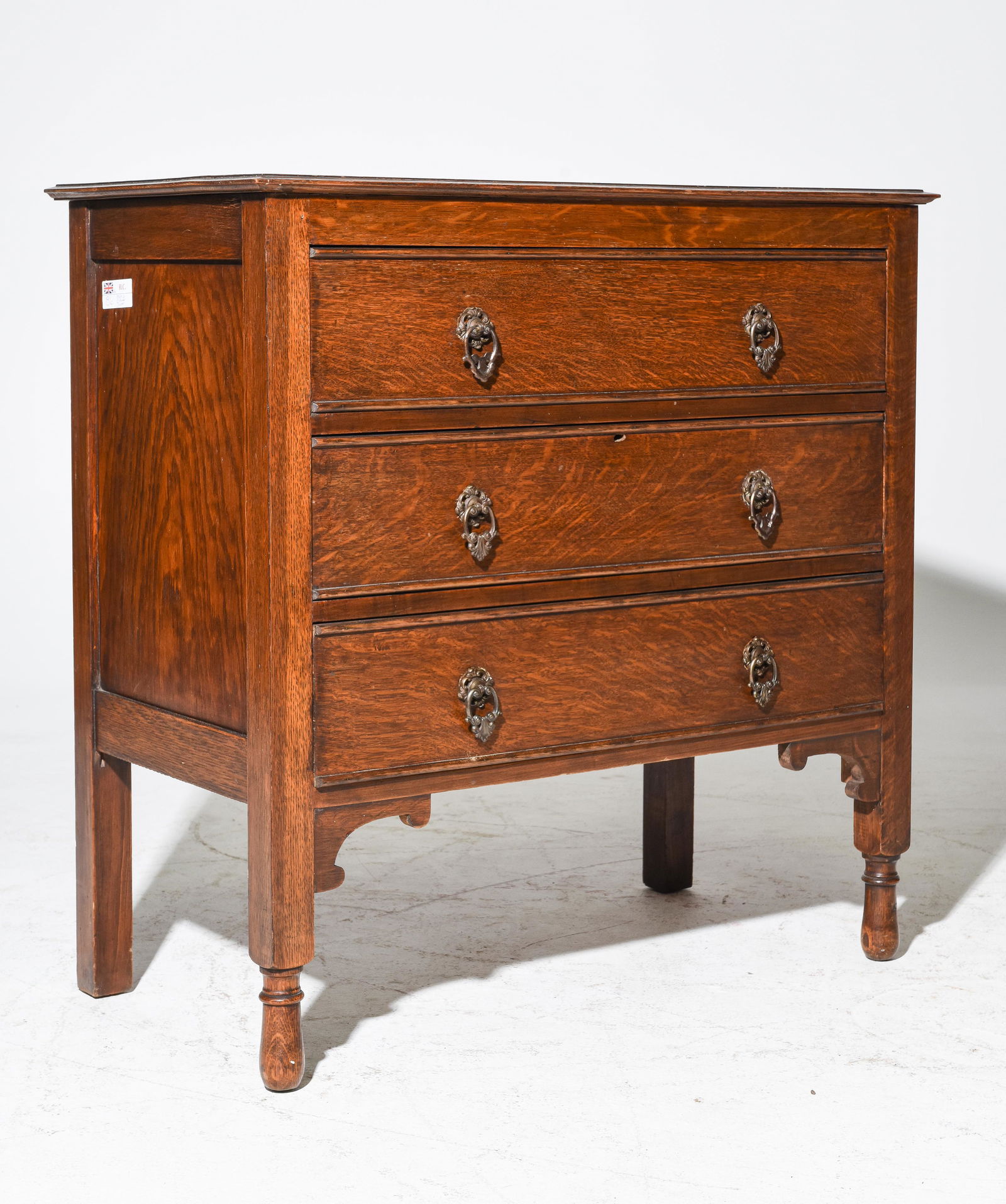 British Oak 3 Drawer Chest c.1920 (1 of 4)