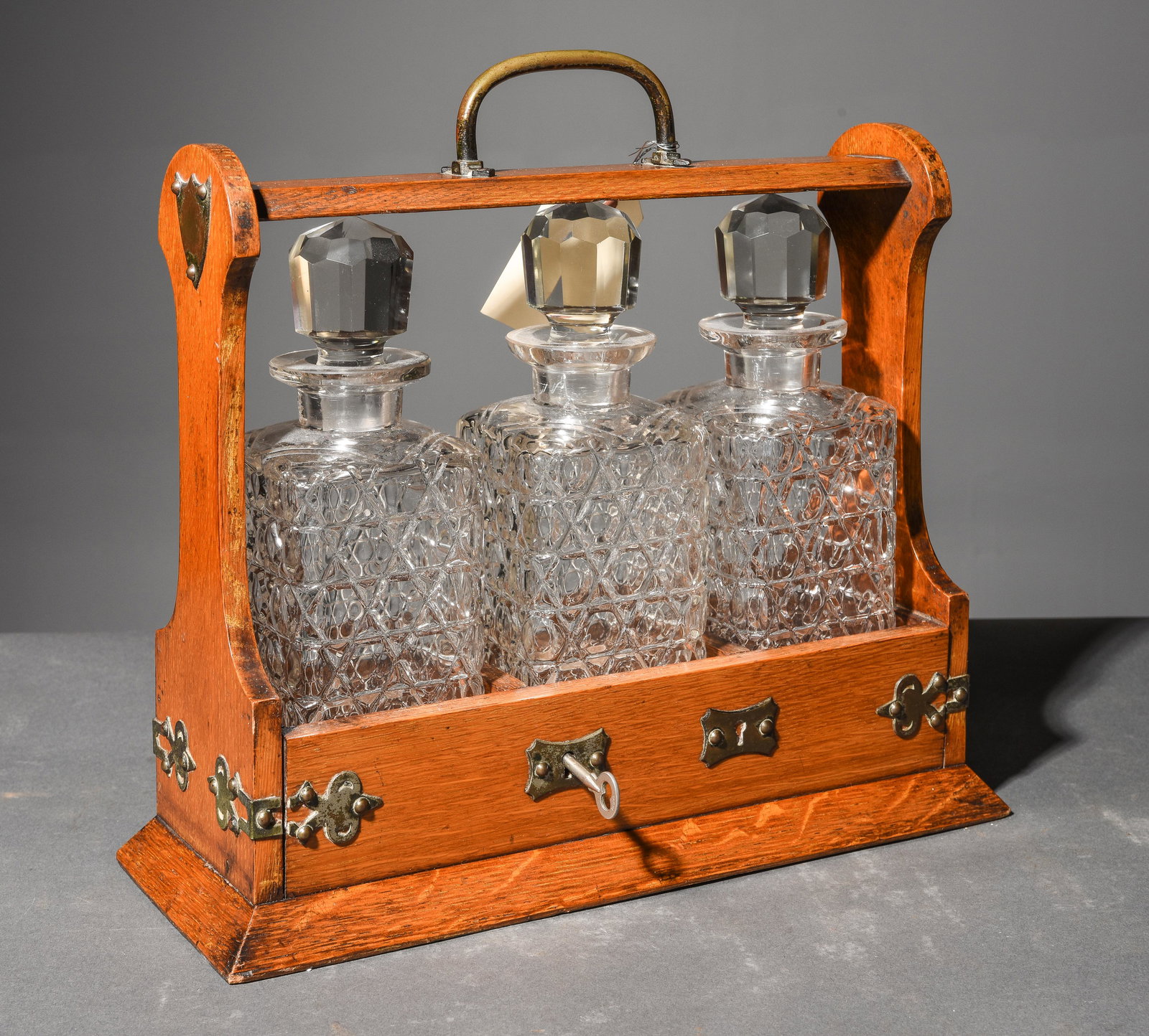 British 3 Decanter Tantalus With Key (1 of 2)