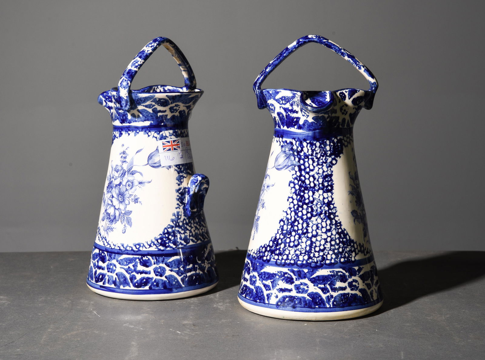 2 Blue & White Pitchers c.1915 (1 of 3)