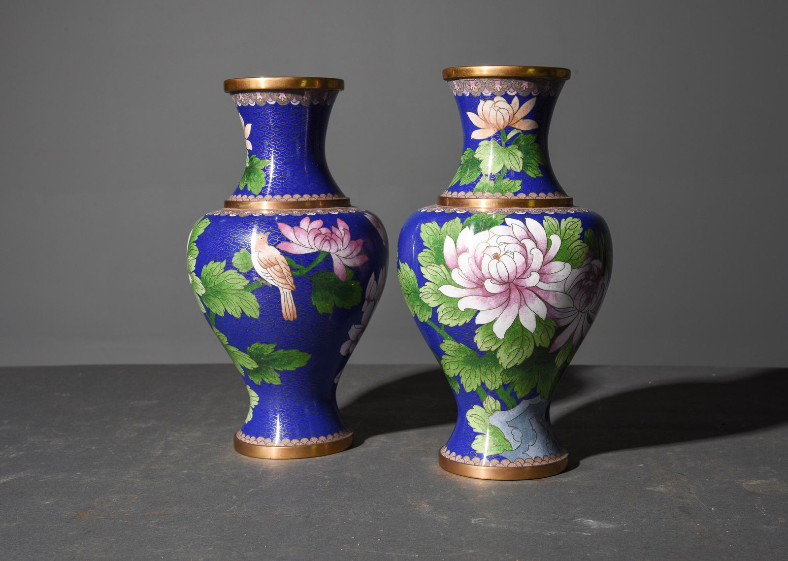 2 Cloisonne Floral Vases c.1960's (1 of 4)