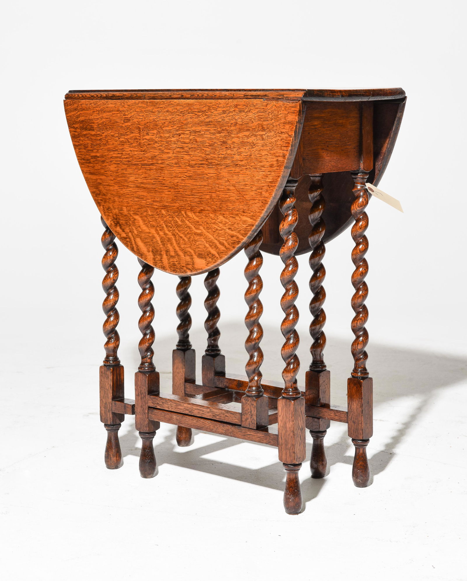 British Oak Barley Twist Drop Leaf Table c.1920's (1 of 4)