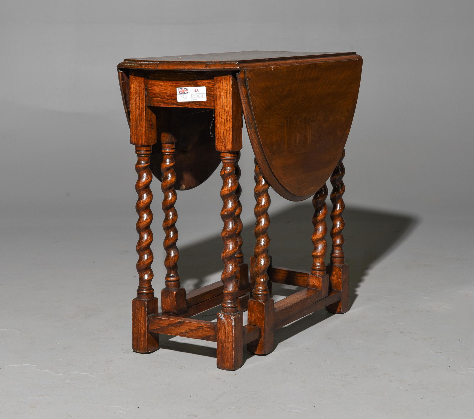 British Oak Barley Twist Drop Leaf Table c.1930 (1 of 2)