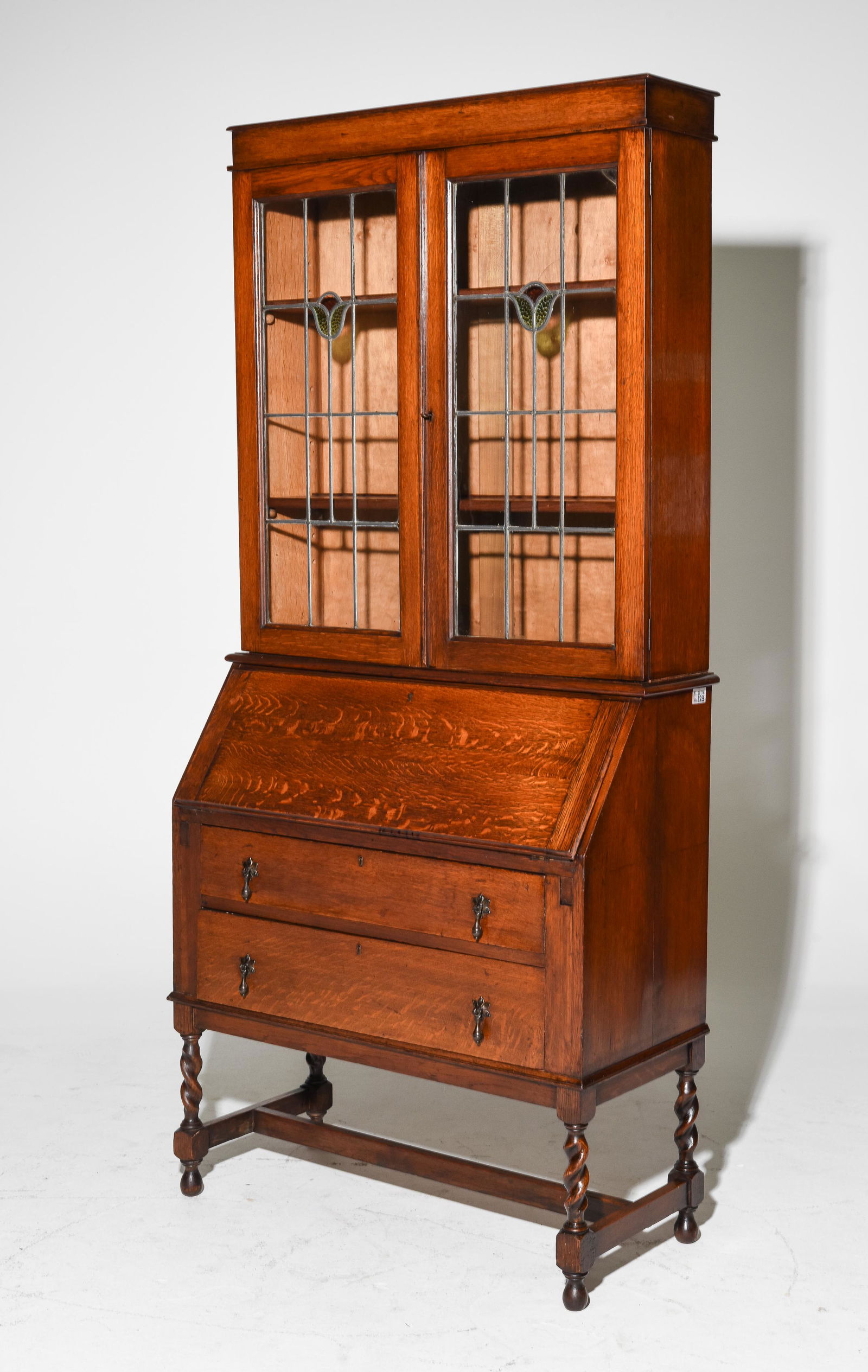 British Oak Secretary Bookcase c.1920's (1 of 4)