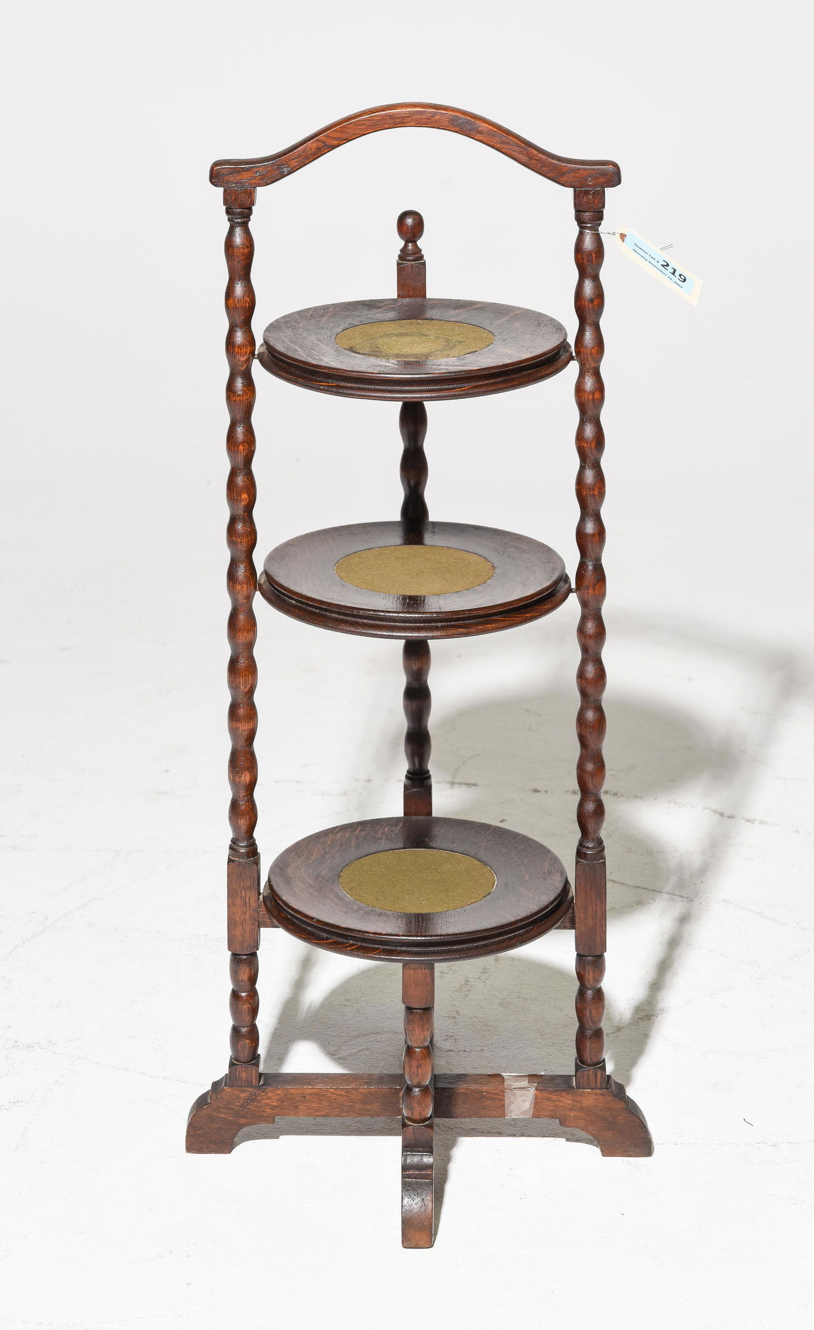 British Oak Bobbin Muffin Stand c.1920's (1 of 4)