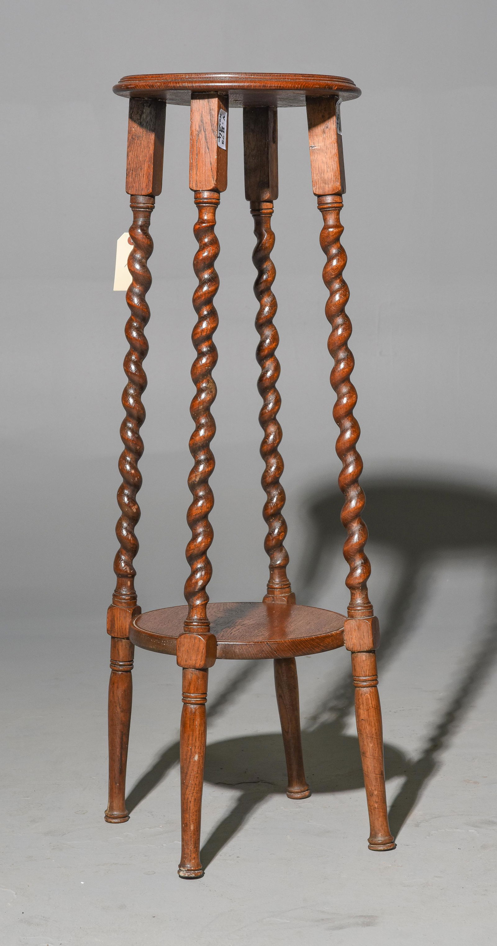 British Oak Barley Twist Plant Stand c.1920's (1 of 4)