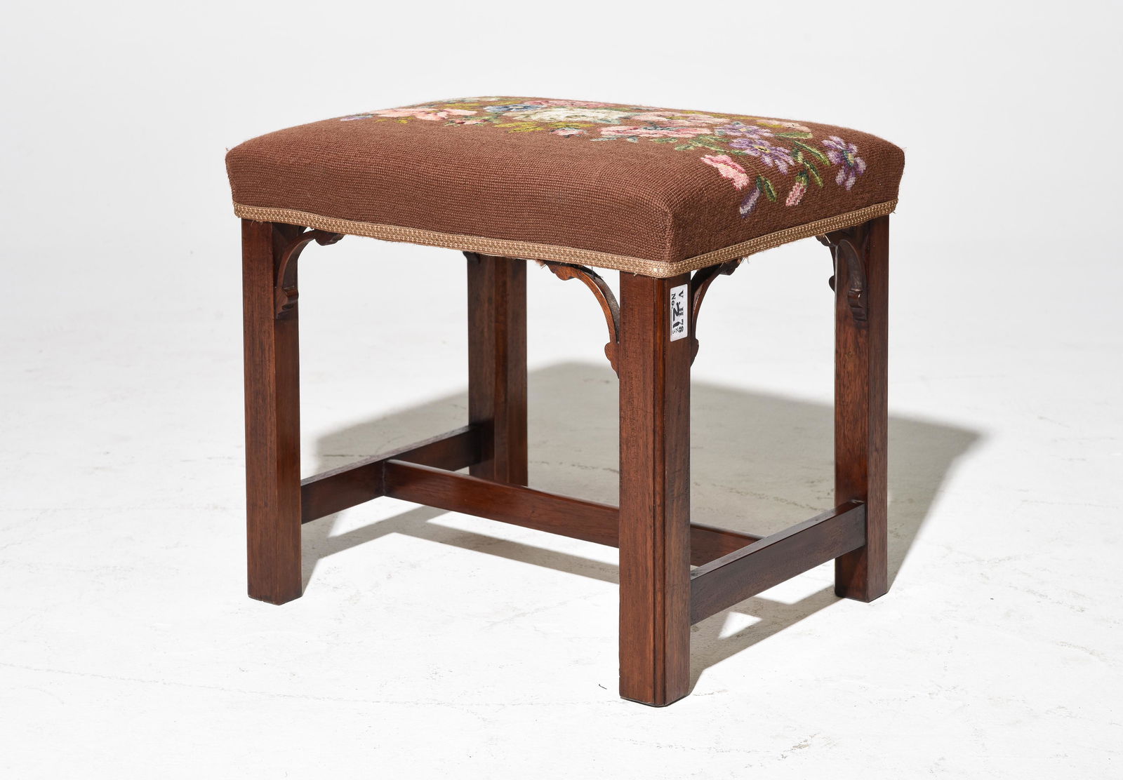 British Mahogany Needlepoint Top Stool (1 of 2)