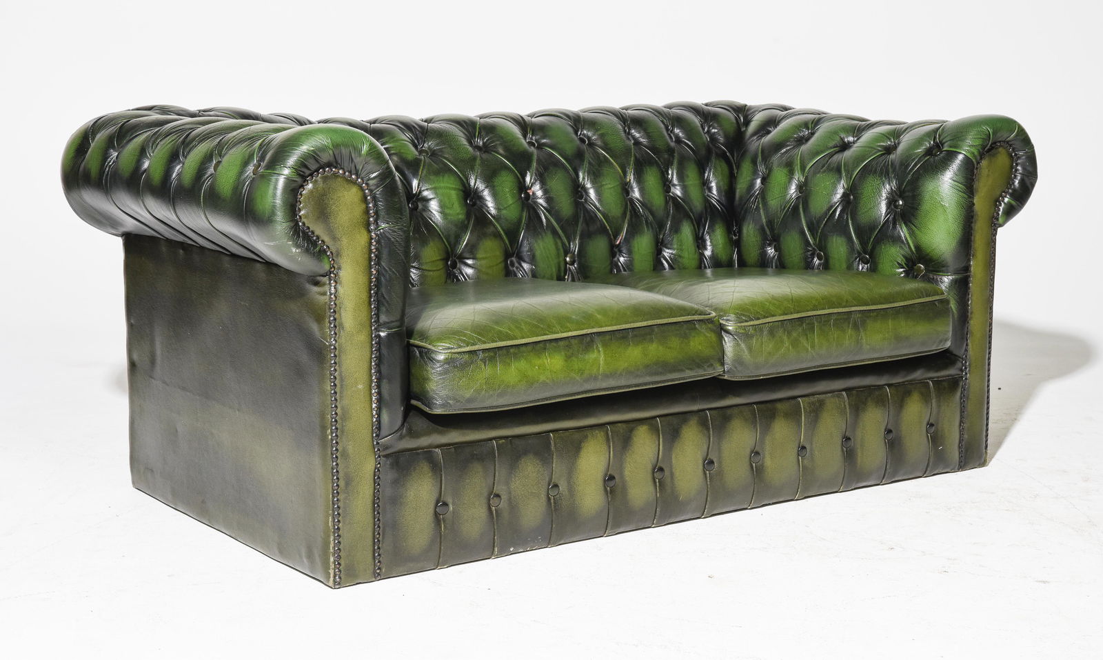British Green Leather Chesterfield Sofa (1 of 6)