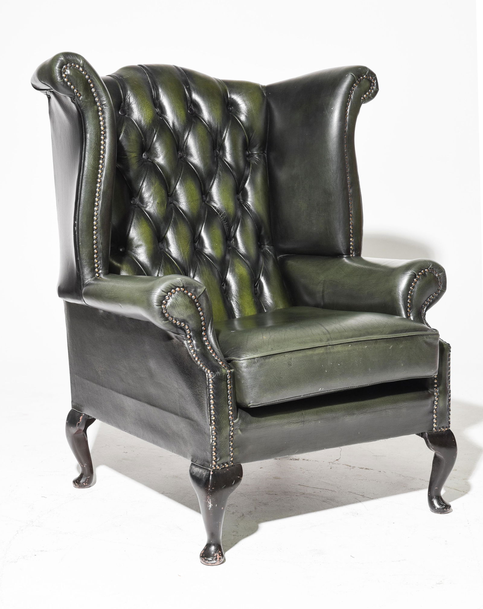 British Green Leather Chesterfield Arm Chair (1 of 5)