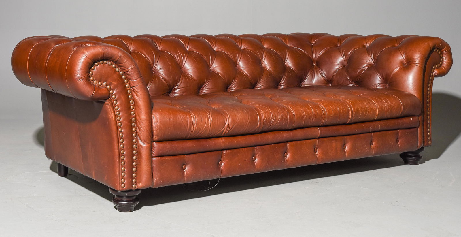 British Brown Leather Chesterfield Sofa (1 of 6)
