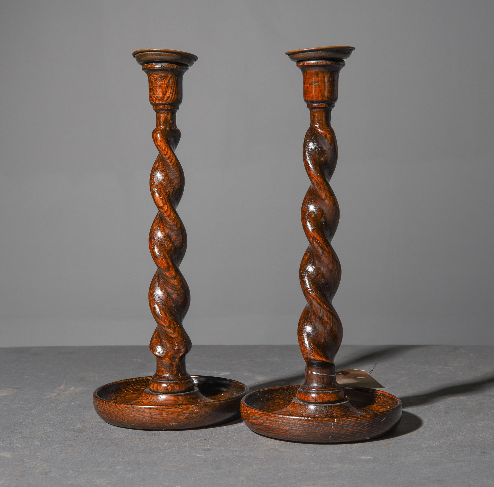 2 British Oak Barley Twist Candlesticks (1 of 3)