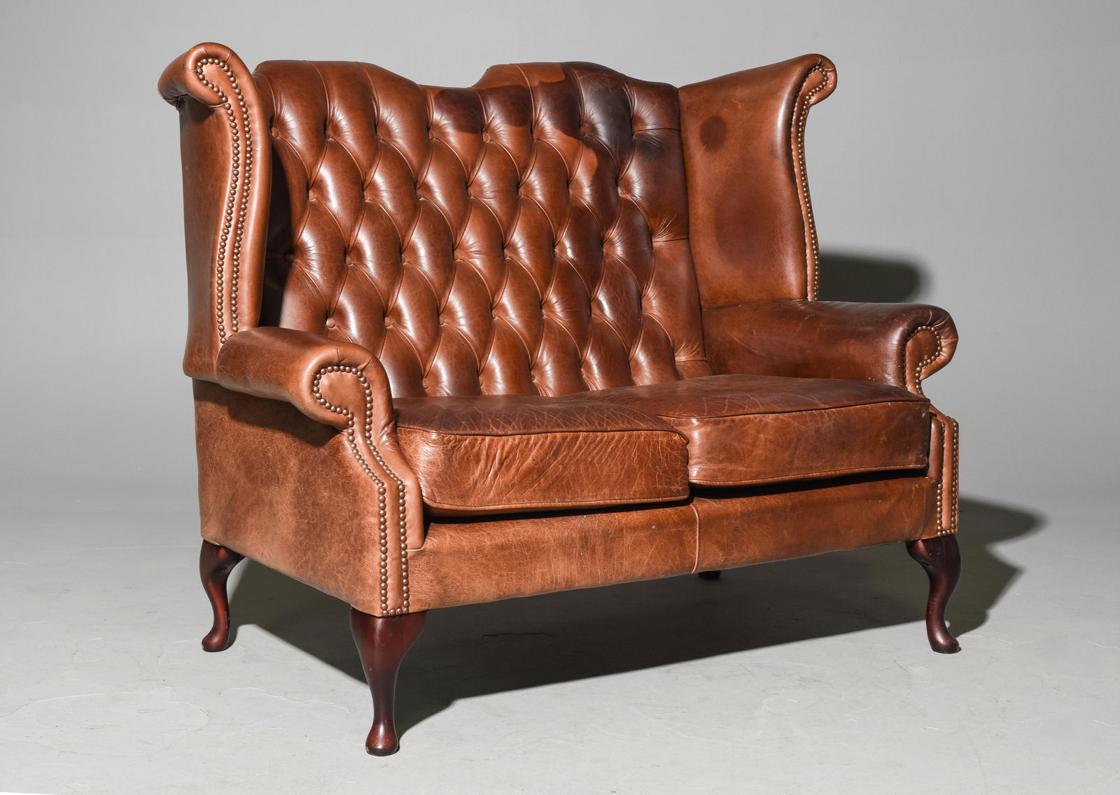British Brown Leather Chesterfield Sofa (1 of 4)