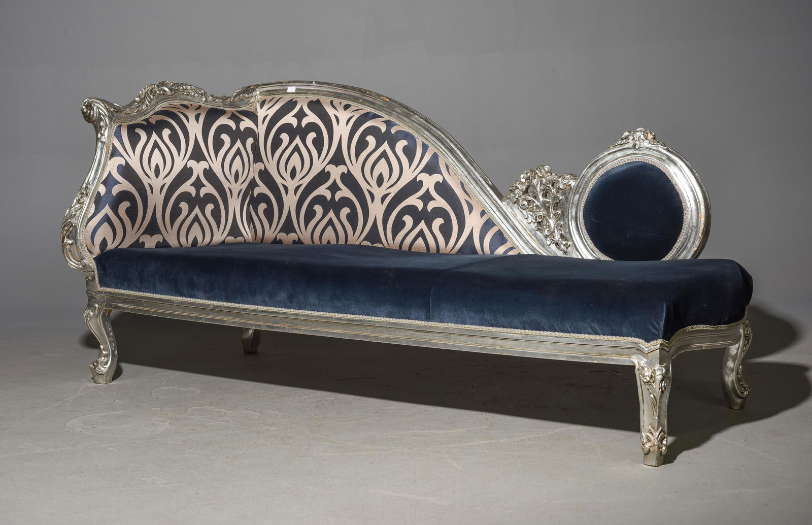 French Style Brushed Silver Chaise Lounge (1 of 5)