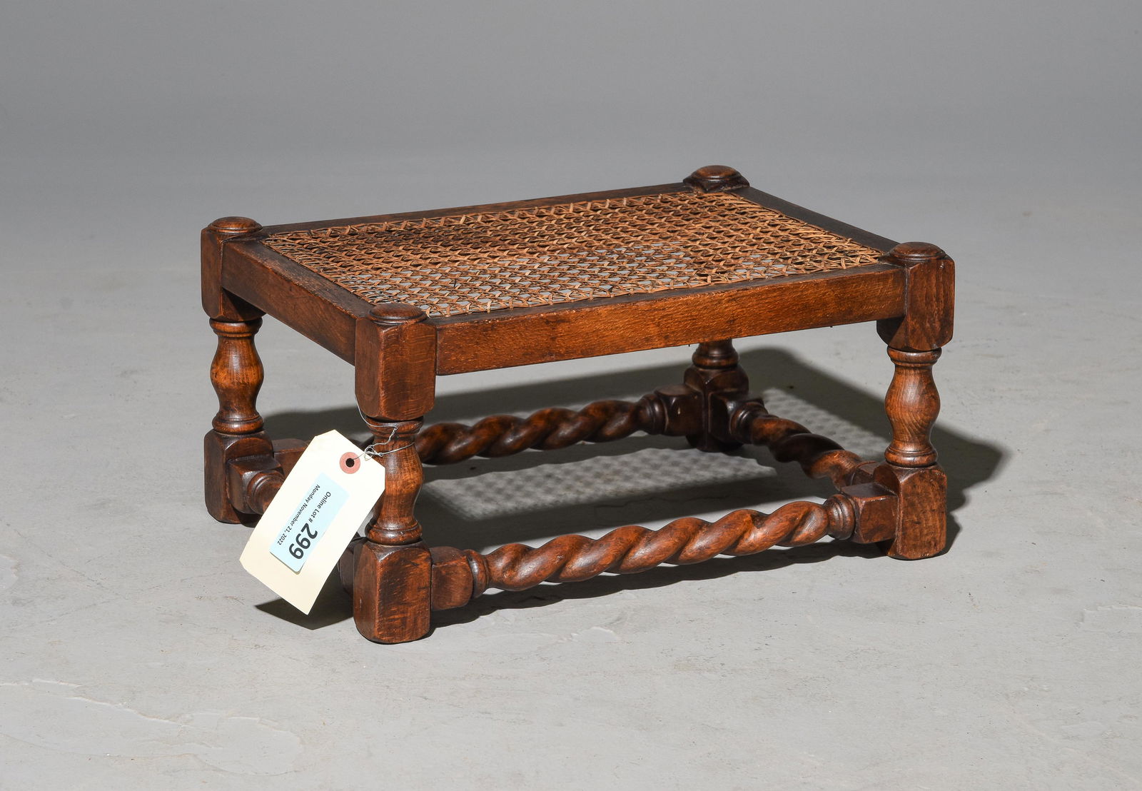 British Oak Barley Twist Cane Top Stool c.1900 (1 of 2)