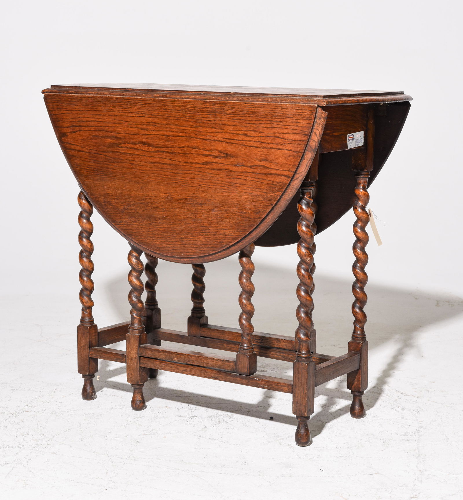 British Oak Barley Twist Drop Leaf Table c.1930's (1 of 2)