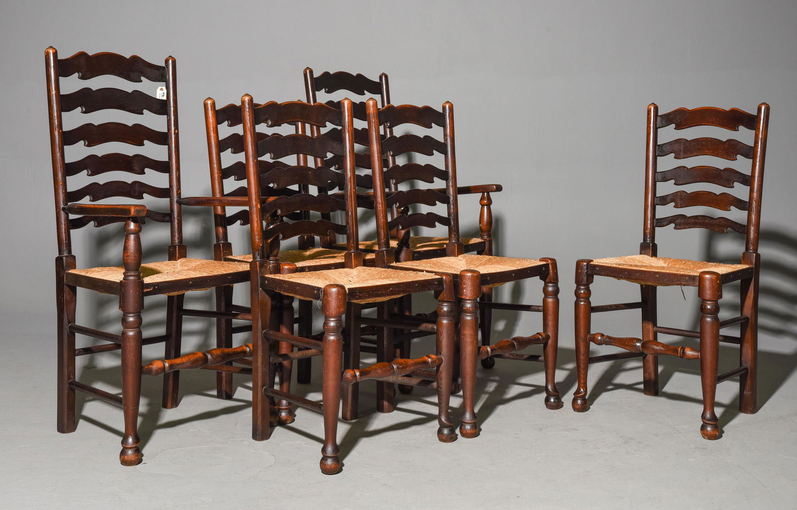 6 British Oak Rush Seat Ladder Back Chairs (1 of 4)